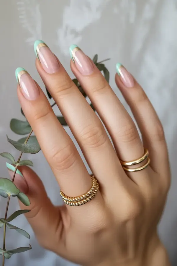 Mint Swoosh French Tips