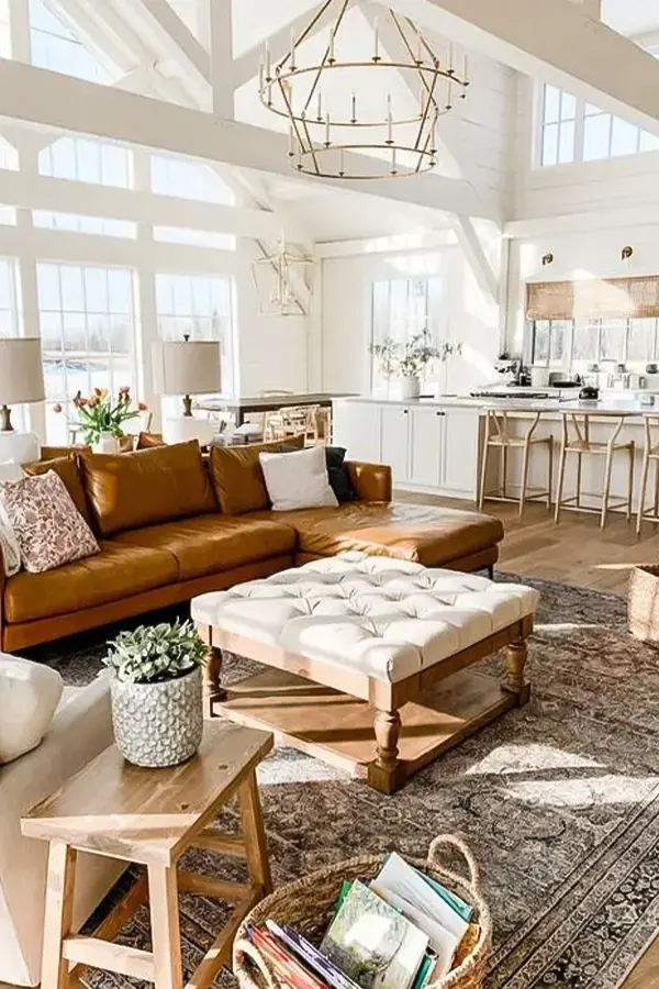 Modern Farmhouse with Warm Leather