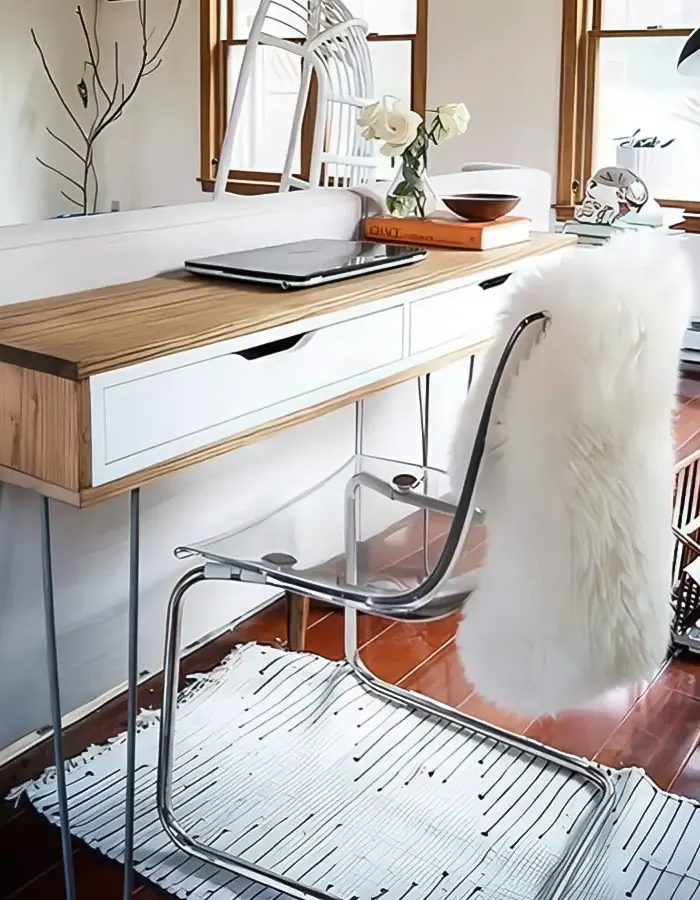 Modern Living Room Office with Midcentury Desk