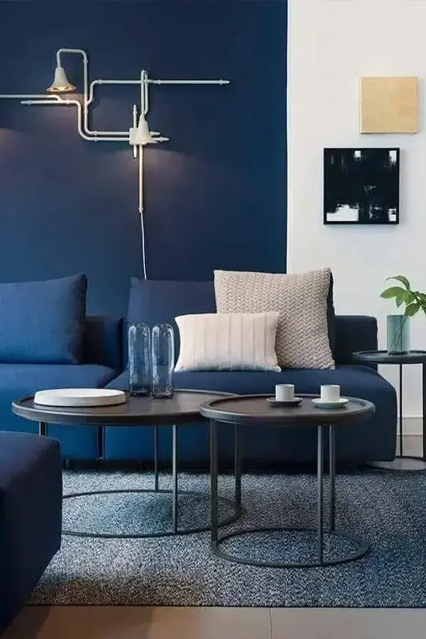 Modern Navy Blue Living Room