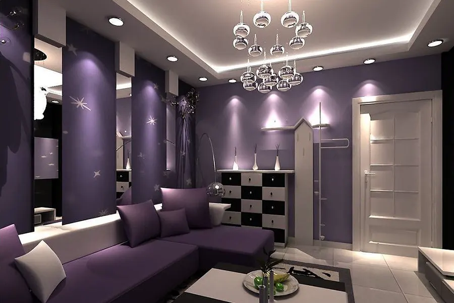 Modern Purple Living Room With Edge