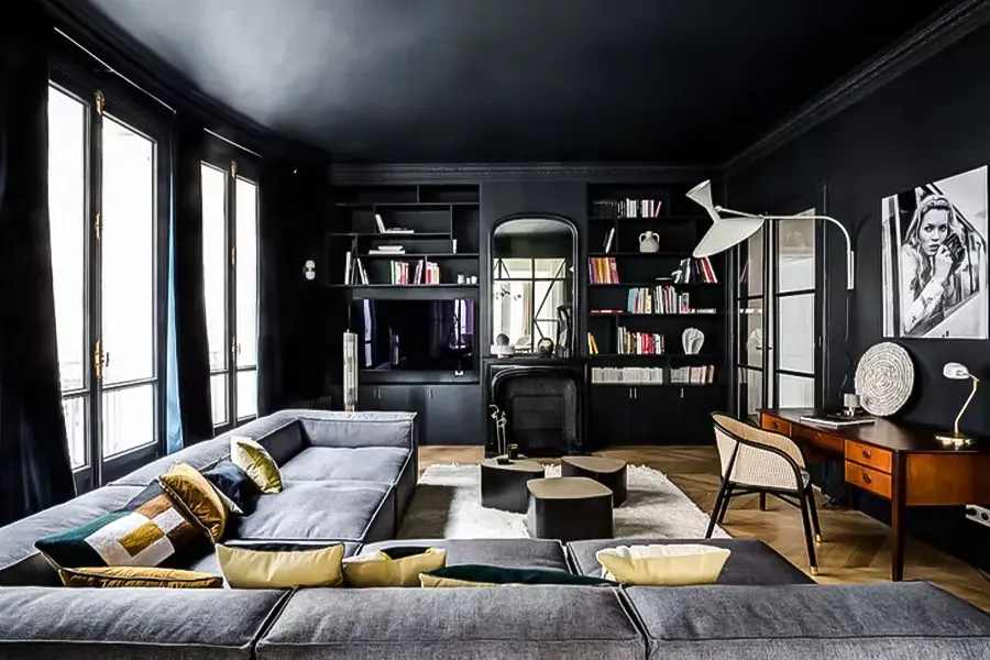 Moody Parisian Living Room Office