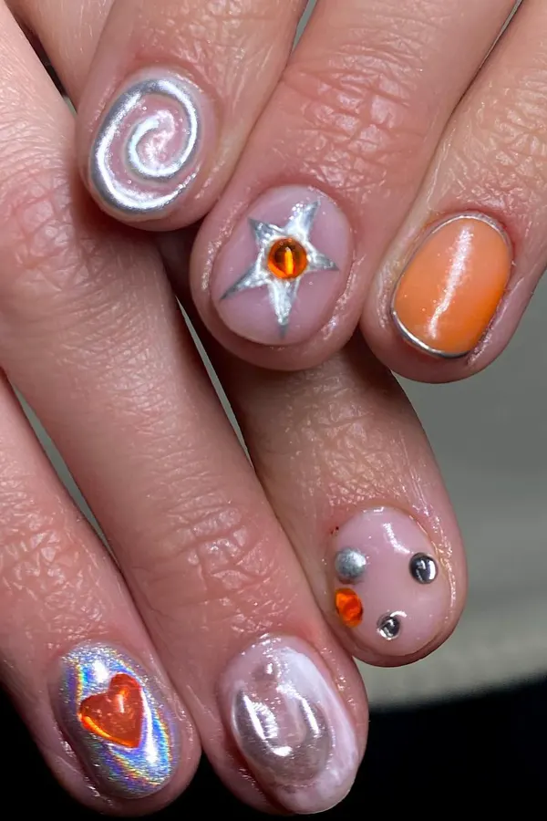 Multicolor Chrome Manicure