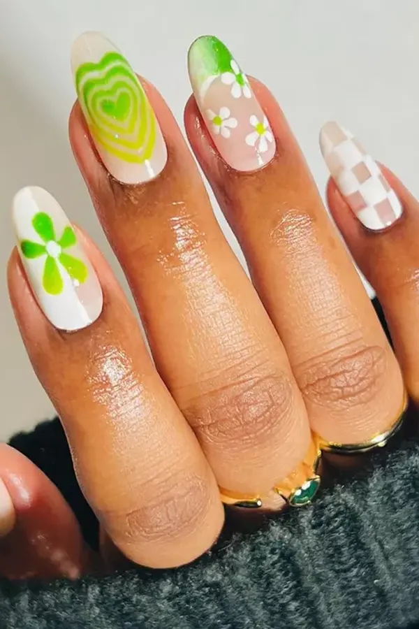 Neon Daisy Nails