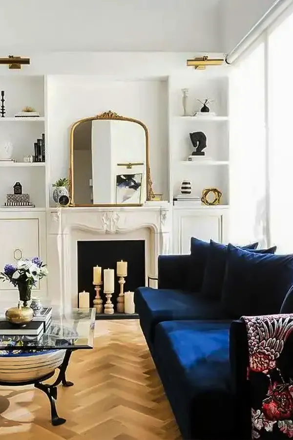 Neutral Blue White Living Room Glow
