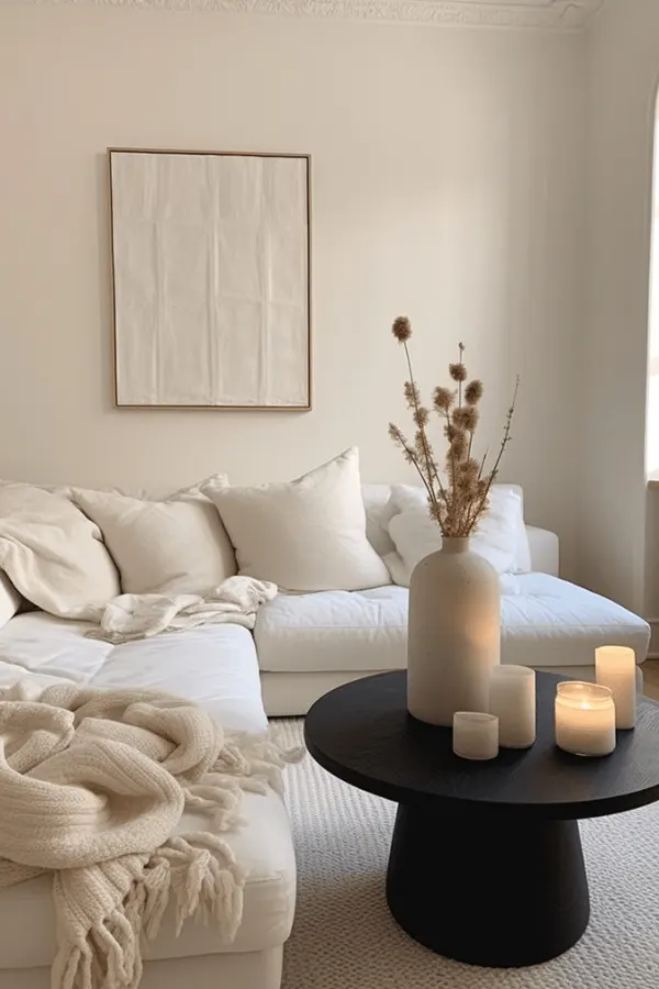 Neutral Japandi Living Room Setup