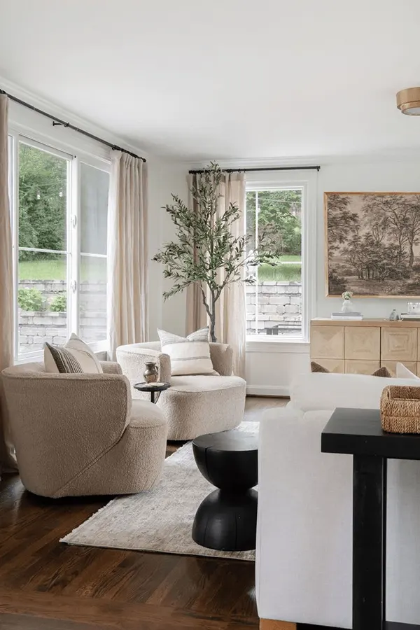 Neutral Japandi Living Room With Depth