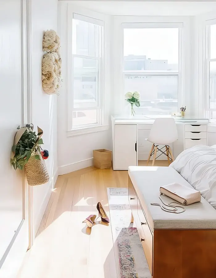 Neutral Living Room Office by Window