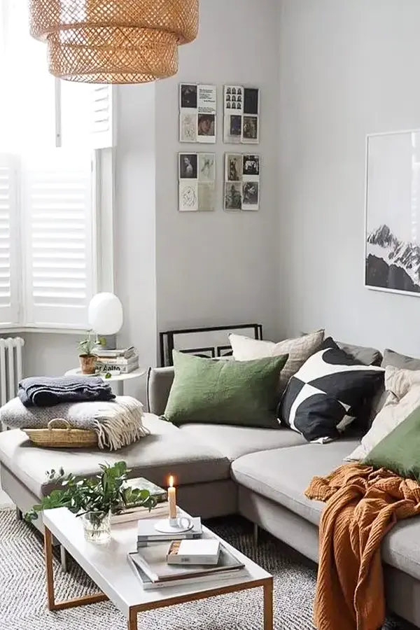 Nordic Living Room With Green Accents