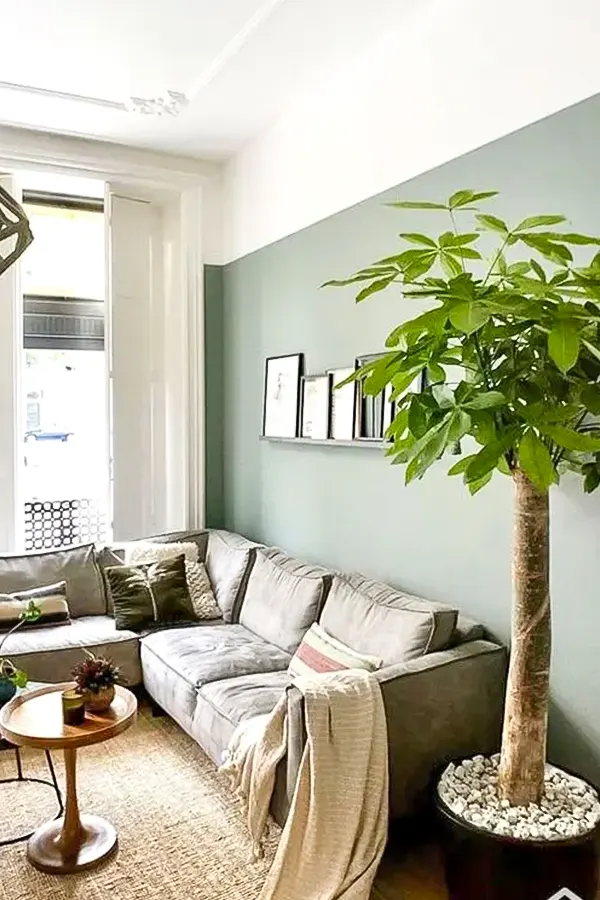 Nordic Living Room With Green Wall