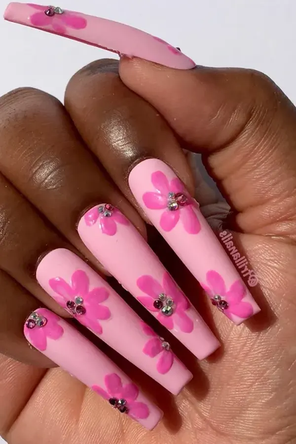 Pink Rhinestone Blooms