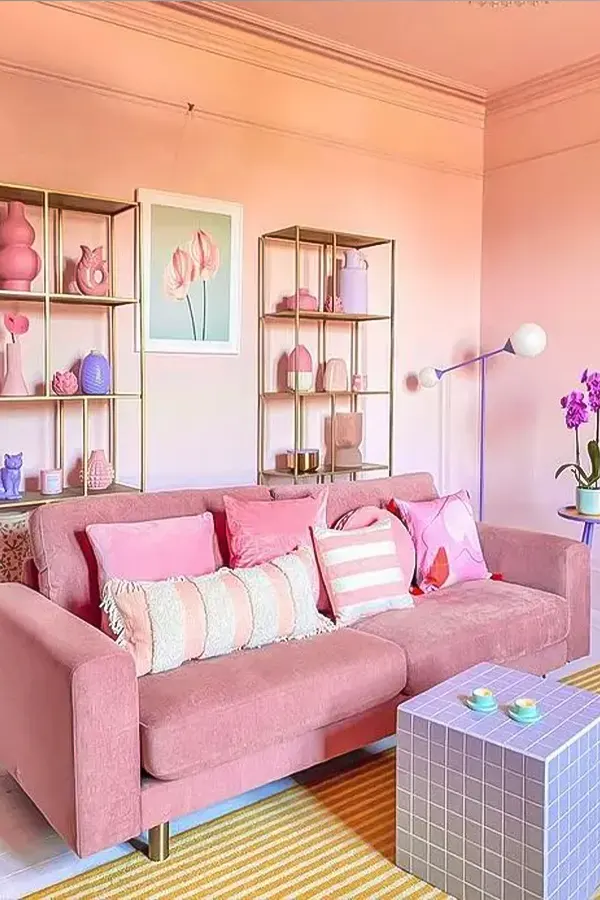 Pretty Pink Living Room With Color Pops