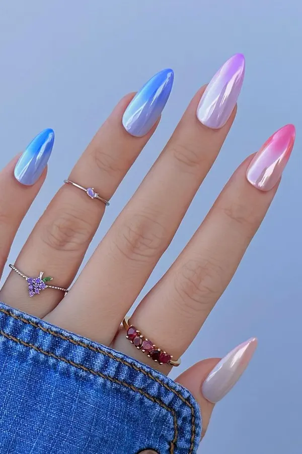 Rainbow Chrome Nails