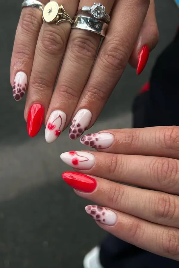 Red and Mocha Nails