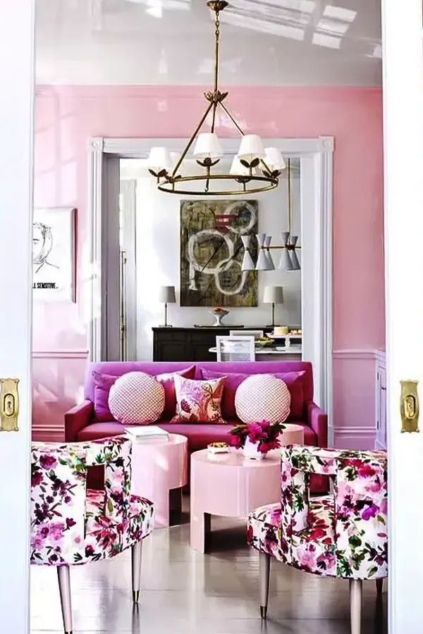 Refined and Feminine Pink Living Room