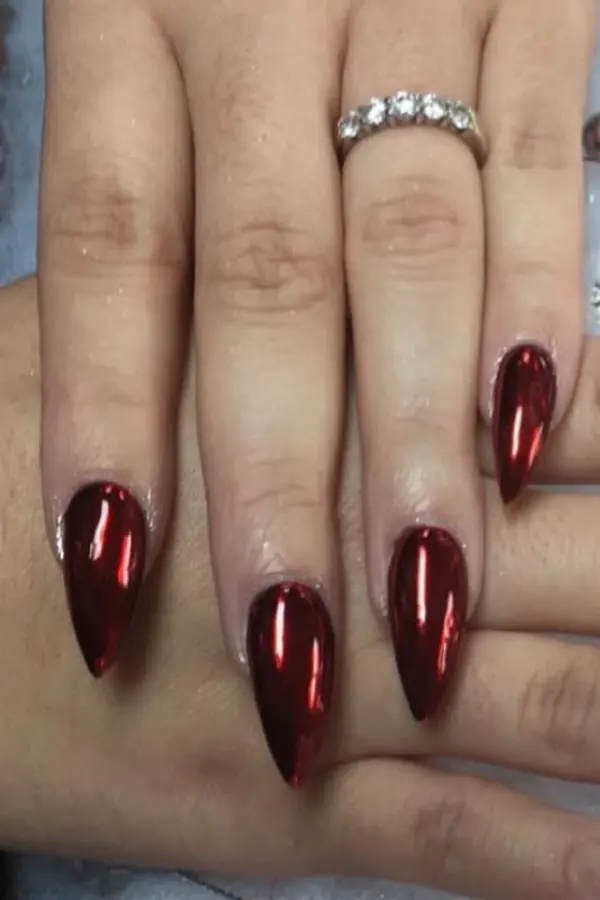 Ruby Chrome Red Nails