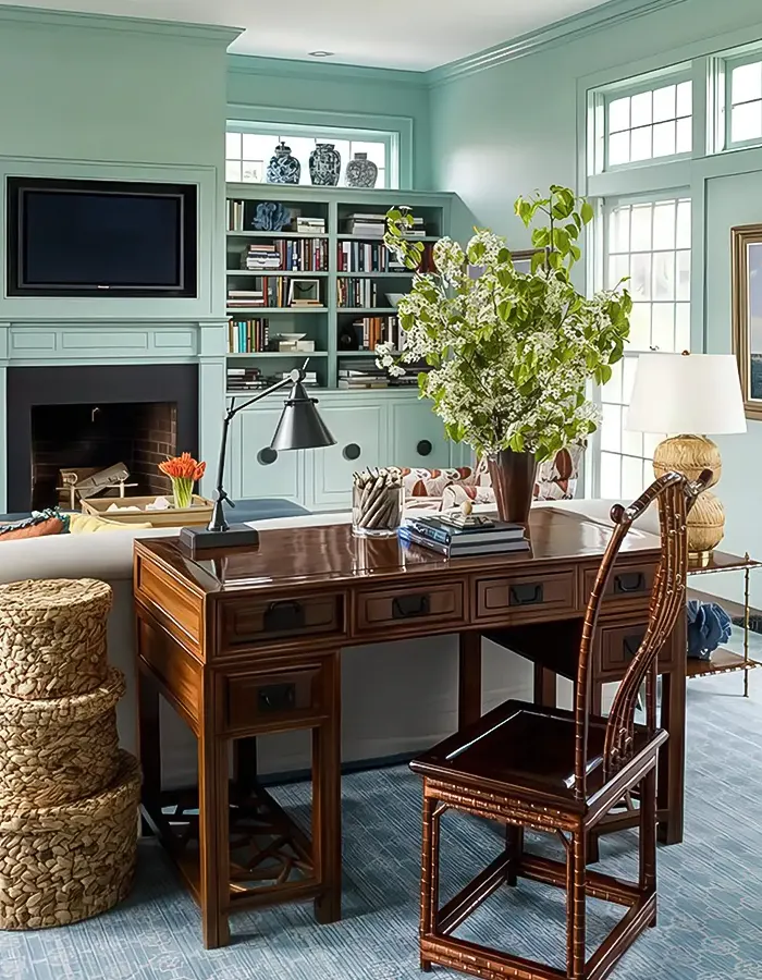 Rustic Vintage Desk Behind Sofa
