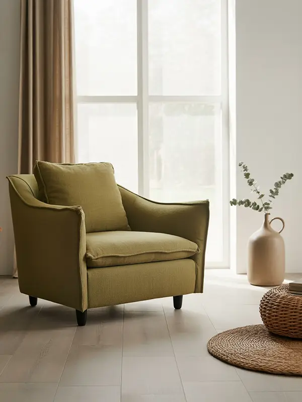 Scandinavian Living Room With Olive Accents