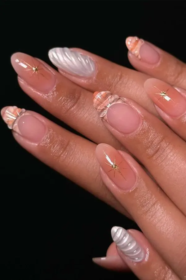 Seashell Inspired Nails Idea