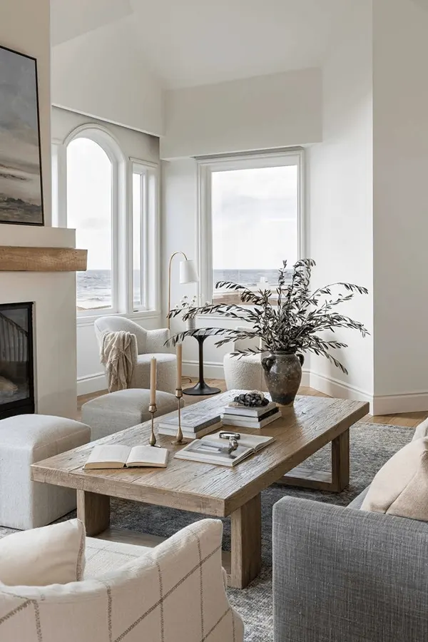 Serene Japandi Living Room With Greenery