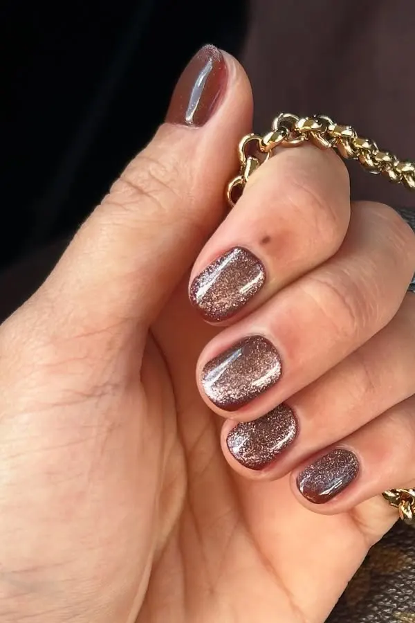 Shimmering Coffee Nails Art