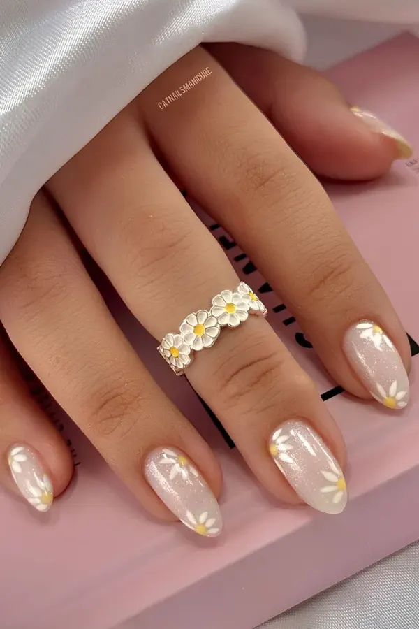 Shimmery White Florals
