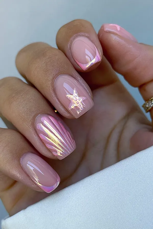 Short Chrome Starfish Nails