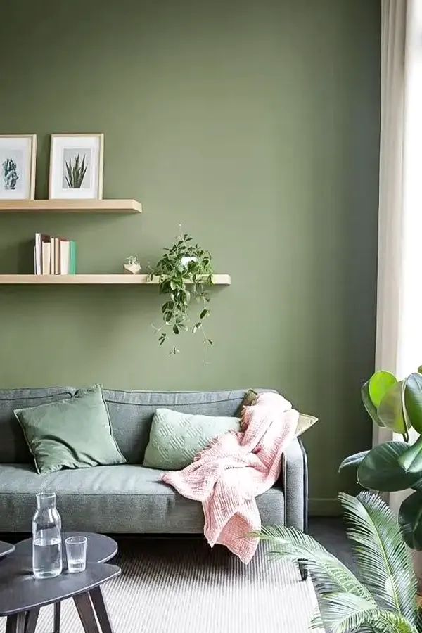 Simple Living Room With Green Touches