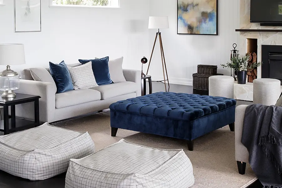 Simplified Blue White Living Room Palette