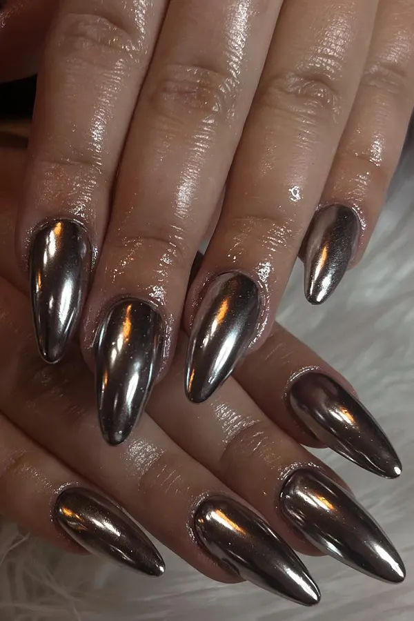 Soft Chrome Almonds Nails