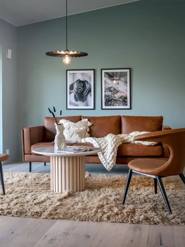 Soft Green Wall With Amber Accents