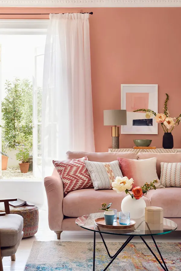 Soft and Earthy Pink Living Room