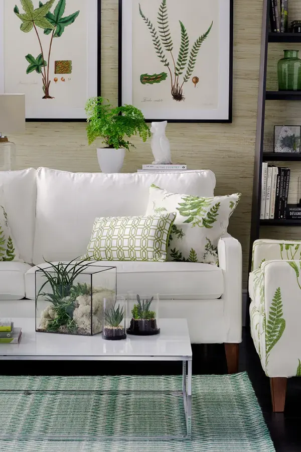 Sophisticated Living Room With Green Highlights