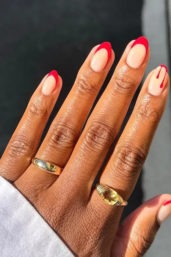 Spooky Red French Tips