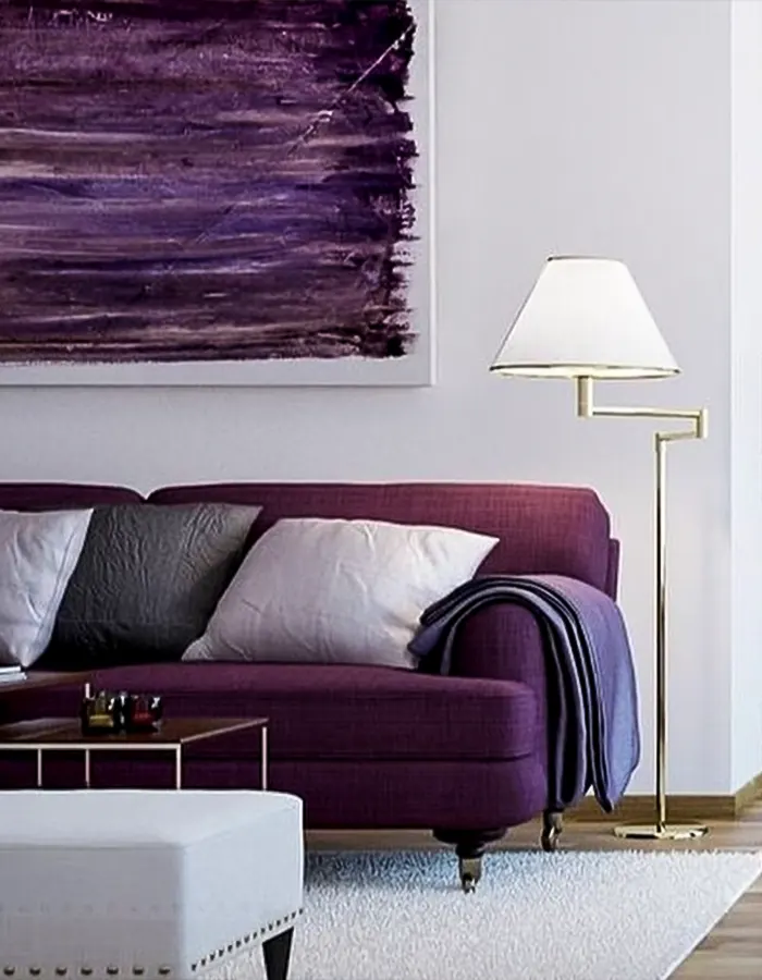 Statement Living Room With Purple Sofa