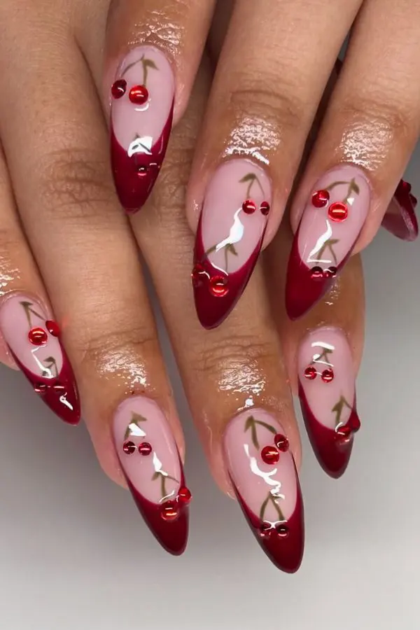 Stiletto French with Crystals