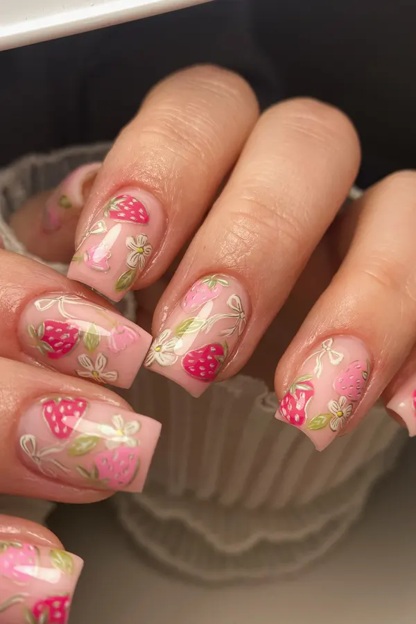 Strawberry Shortcake Nails Art