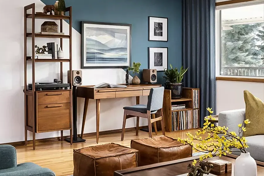 Stylish Workstation with Vinyl Vibes