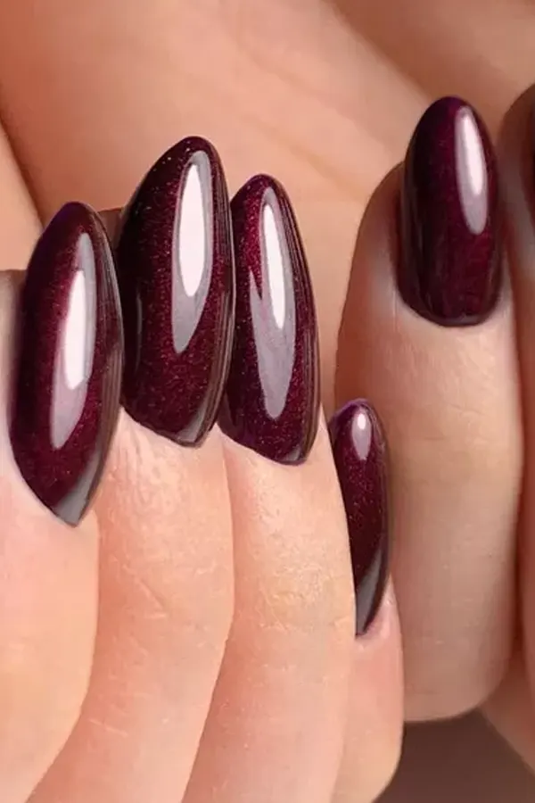 Subtle Red Sparkle Nails Art