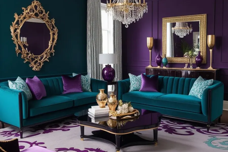 Teal and Purple Living Room Style