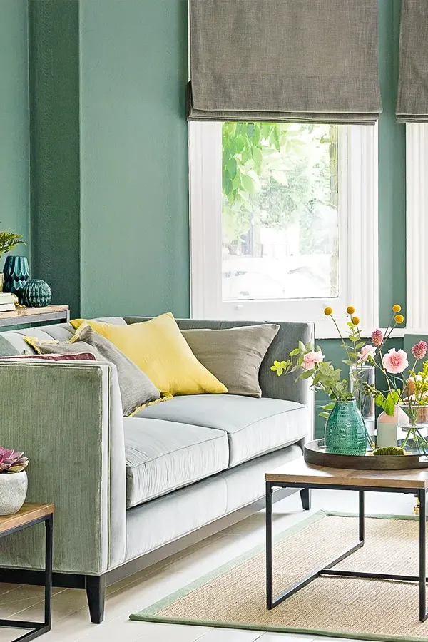 Textured Green And Grey Living Room
