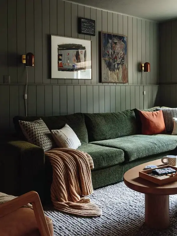Textured Green Space With Warm Finishes