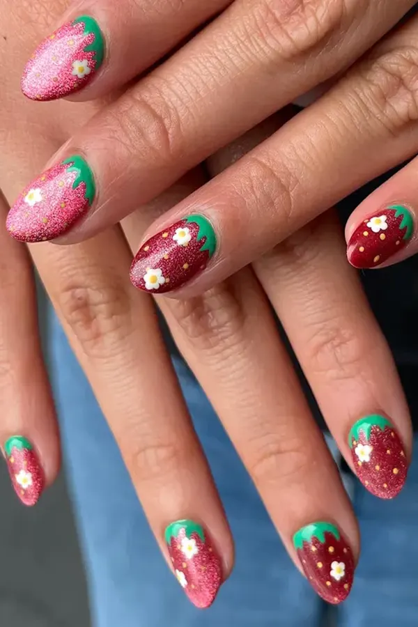 Velvet Strawberry Glowing Mani