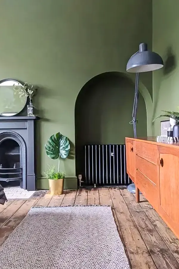 Vintage Style Olive Green Living Room
