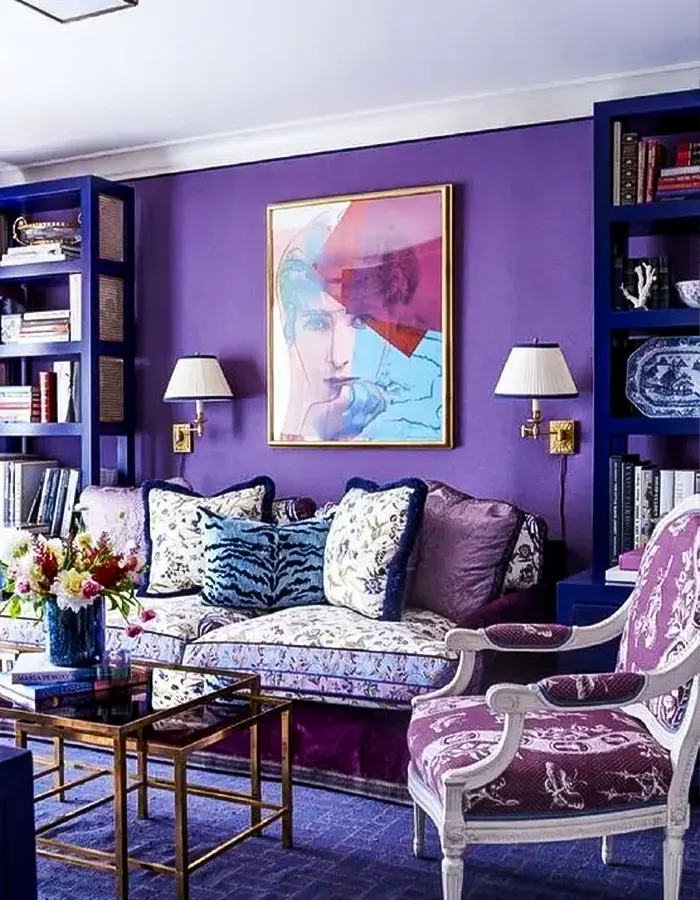 Whimsical Living Room With Purple Touches