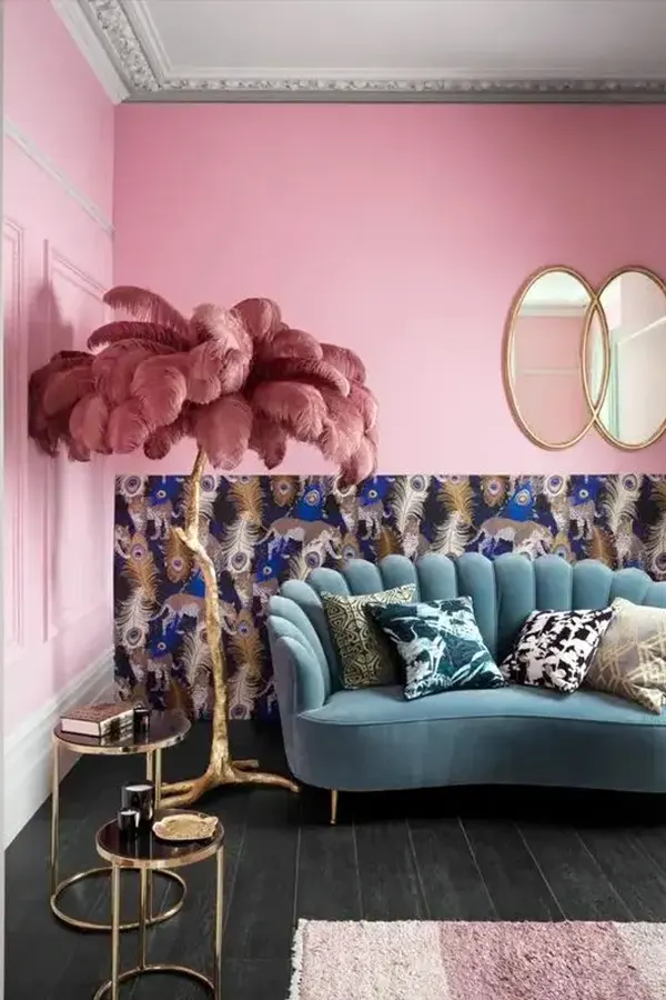 Whimsical Pink Living Room With Bold Color