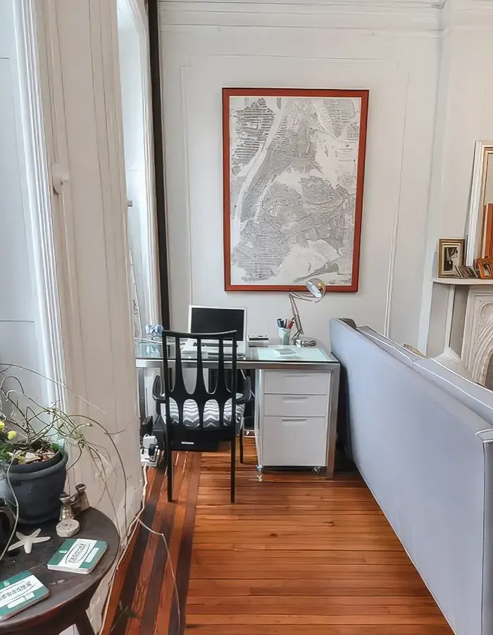 Window Nook Office Behind Sofa