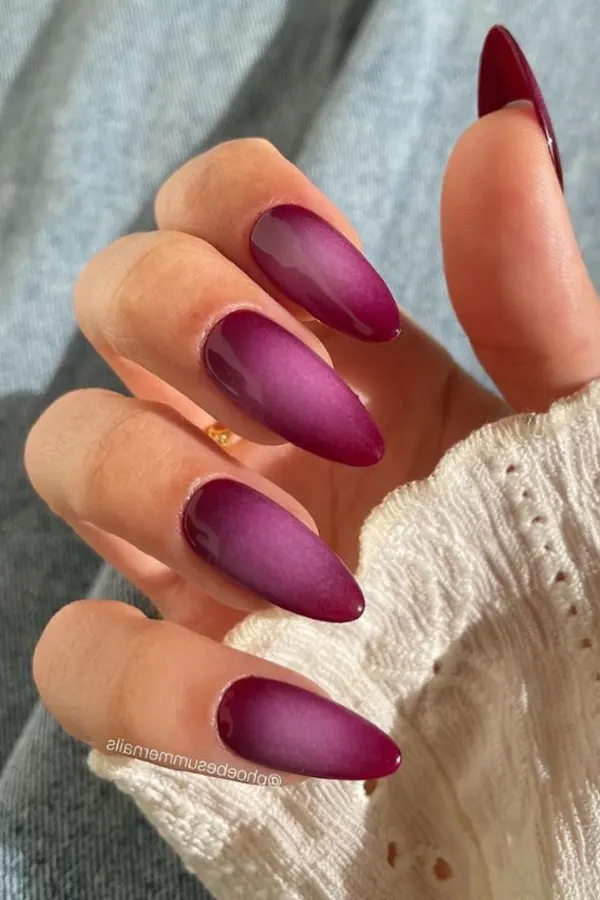 Wine and White Combo Nails