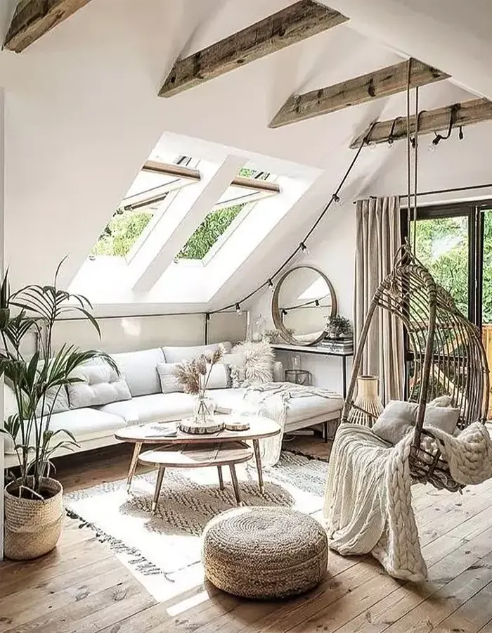 Airy Boho Attic With White Tones