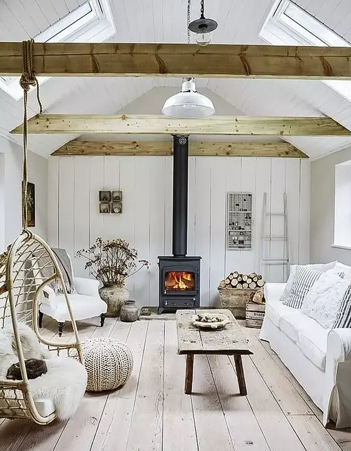 Airy White Barn Living Room